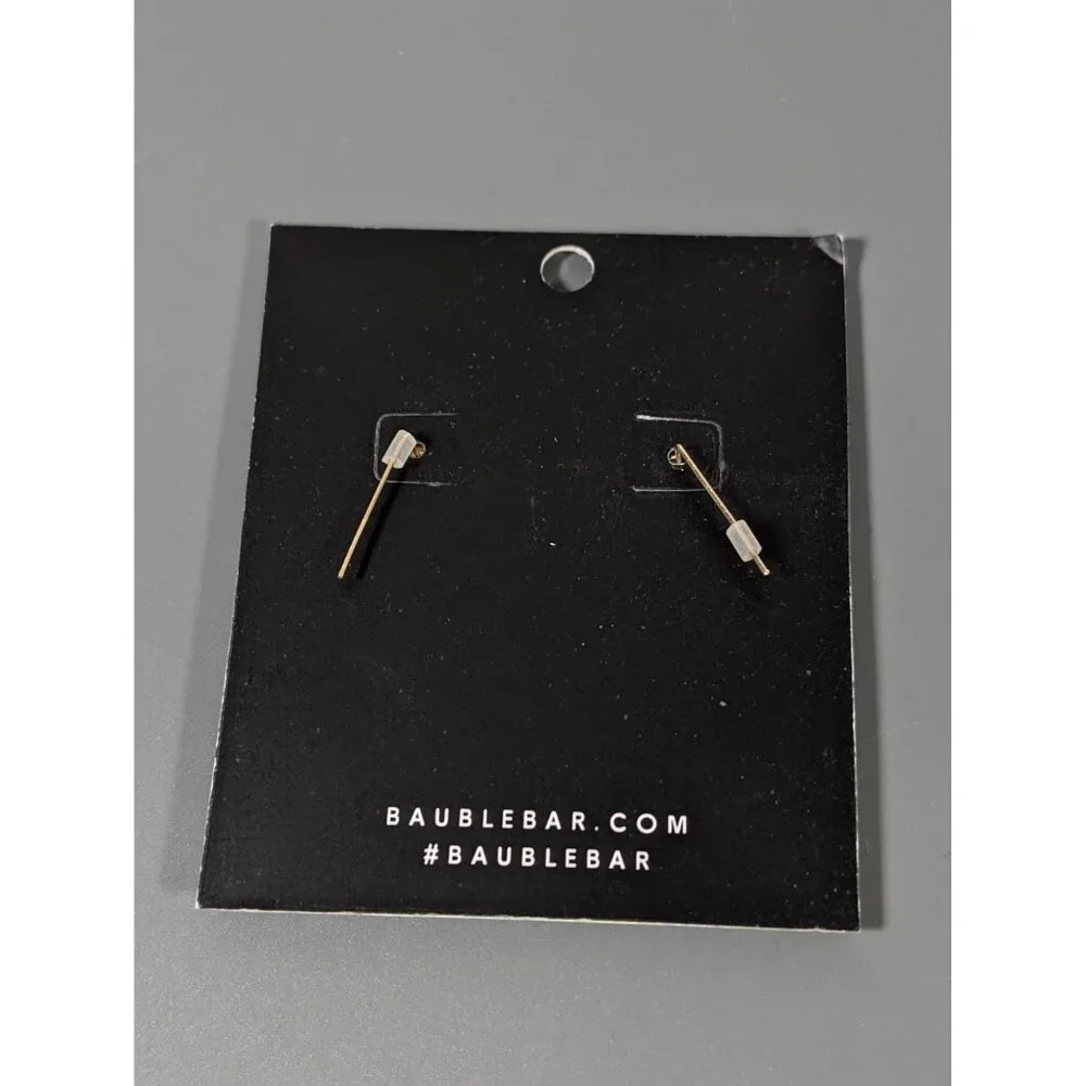 BaubleBar Gold Tone Rhinestone‎ Drop Pierced Earrings NEW Classic Evening Glam